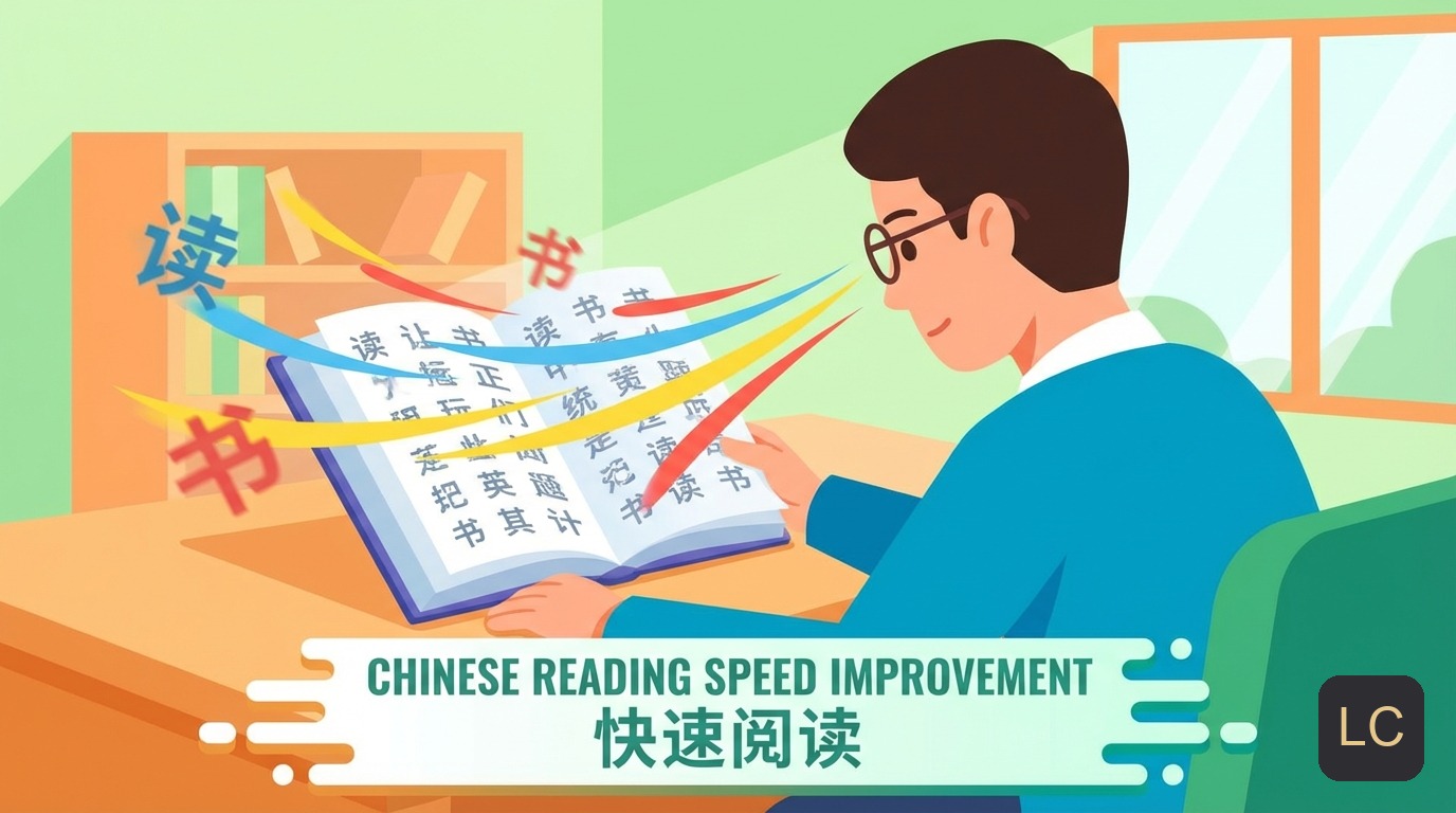 Chinese reading speed improvement concept illustration