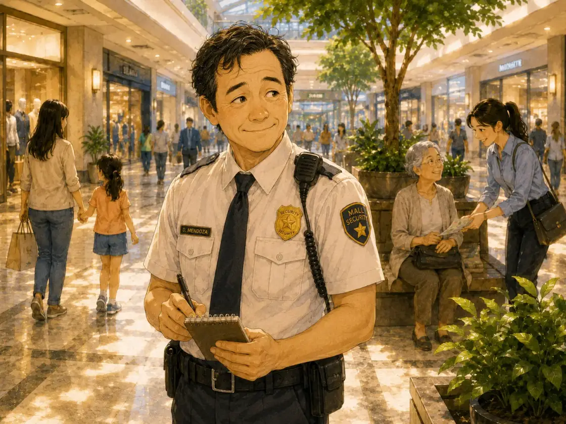 Illustration for the Chinese story “The Careless Security Guard (Part 1)”