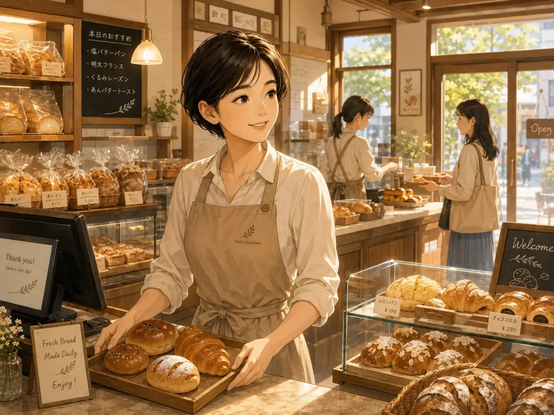 Illustration for the Chinese story “A New Morning at the Bakery (Part 1)”