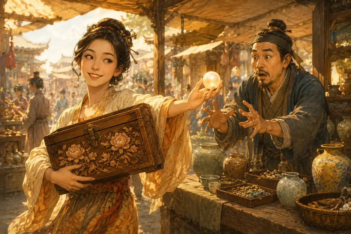 Illustration for the Chinese story “The Box and the Pearl”