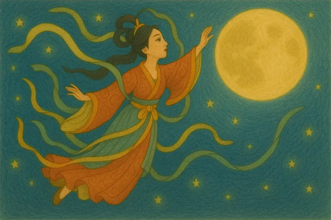 Illustration for the Chinese story “Chang'e Flies to the Moon”