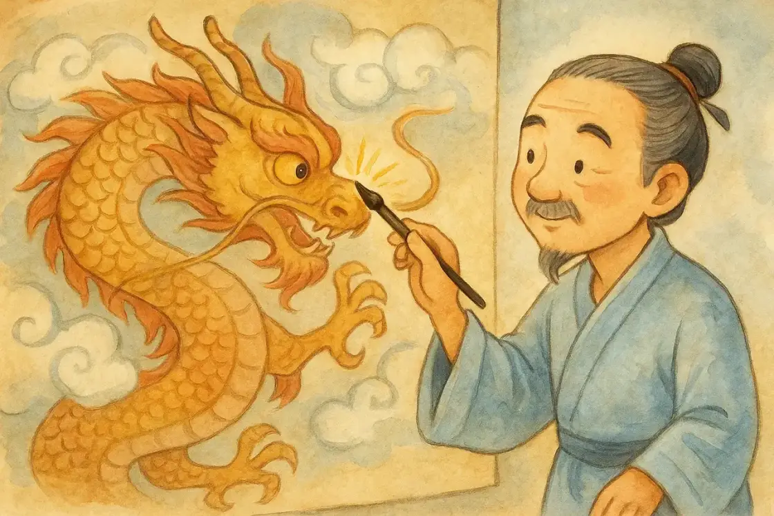 Illustration for the Chinese story “Dotting the Dragon's Eyes”