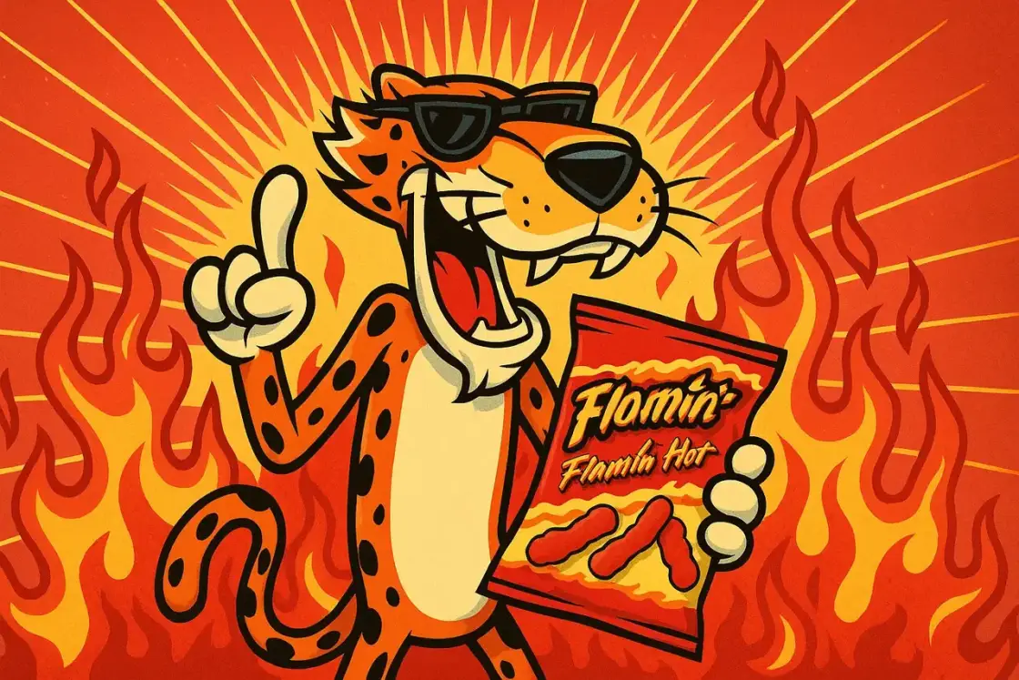 Illustration for the Chinese story “The Story of Flamin' Hot Cheetos”