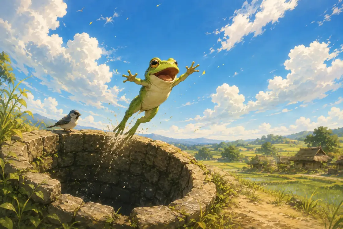 Illustration for the Chinese story “The Frog in the Well”