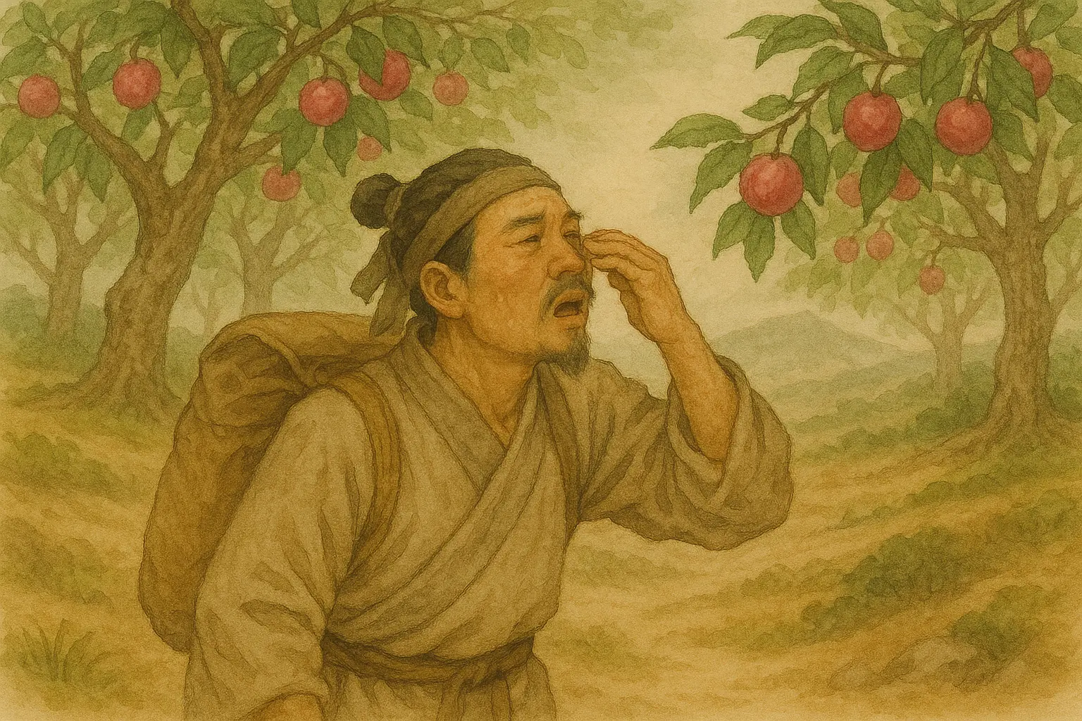 Cao Cao and the Plum Trees Illustration