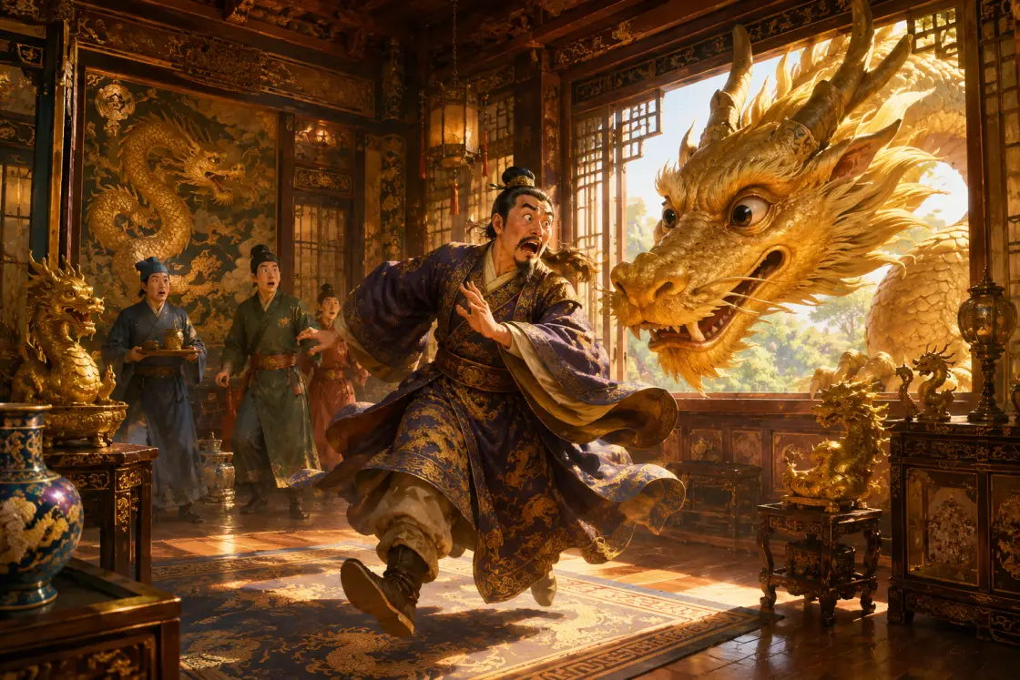 Illustration for the Chinese story “Lord Ye and the Dragon”