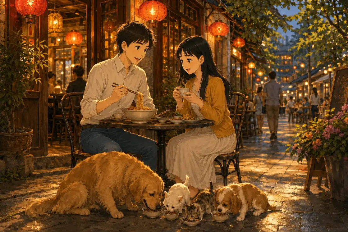 Illustration for the Chinese story “A Walk on a New Street (Part 1)”