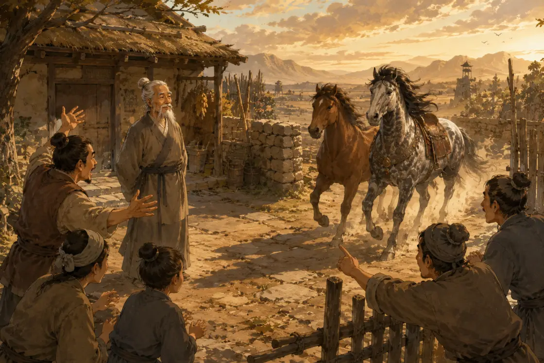 Illustration for the Chinese story “The Old Man's Horse”