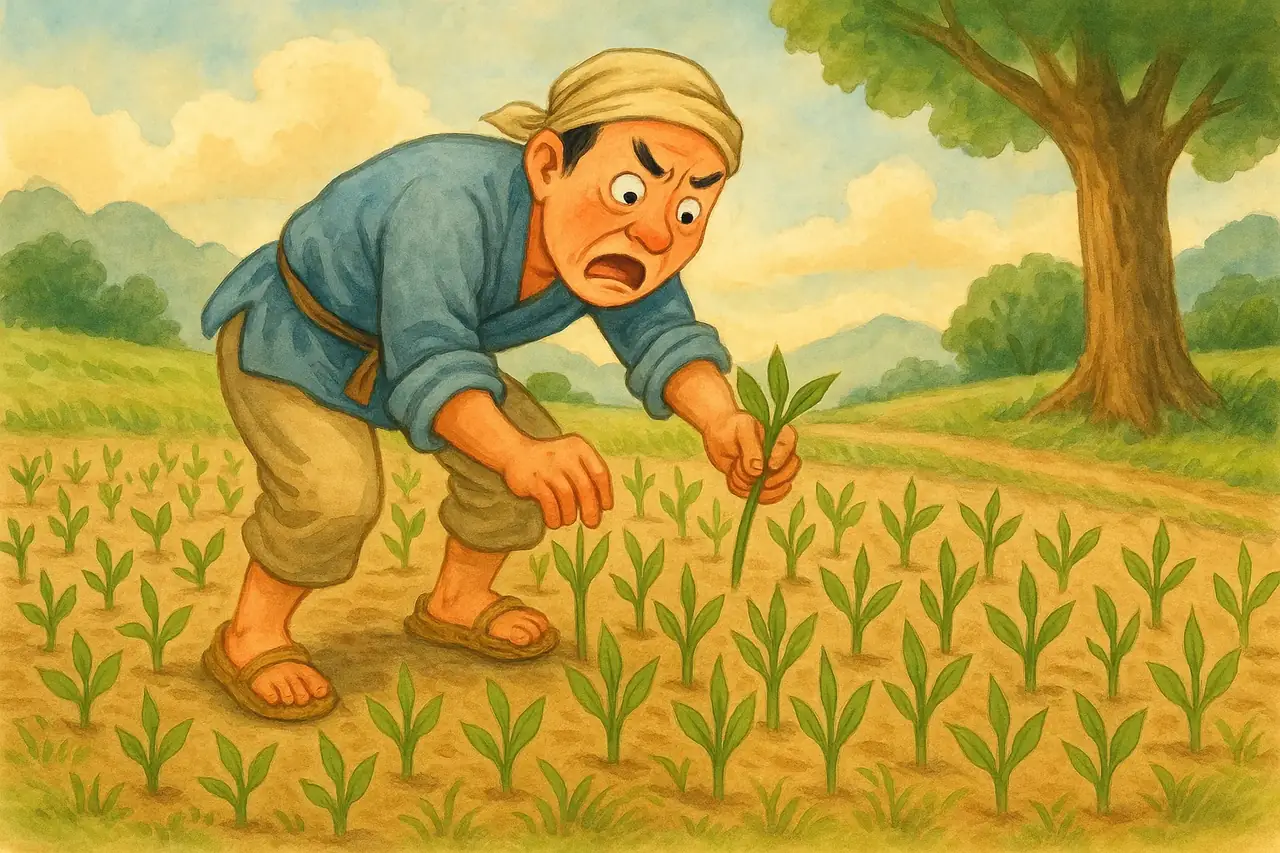 Illustration for the Chinese story “The Impatient Farmer”