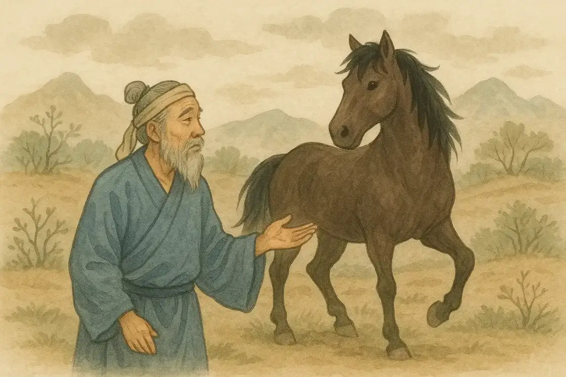 Illustration for the Chinese story “Sai Weng Loses His Horse”