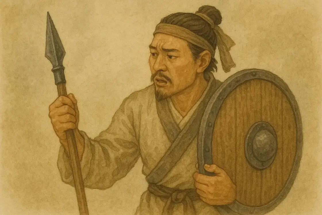 Illustration for the Chinese story “The Shield and the Spear”