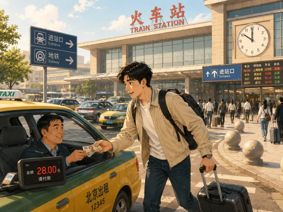 Illustration for the Chinese story “Taking a Taxi (Part 1)”