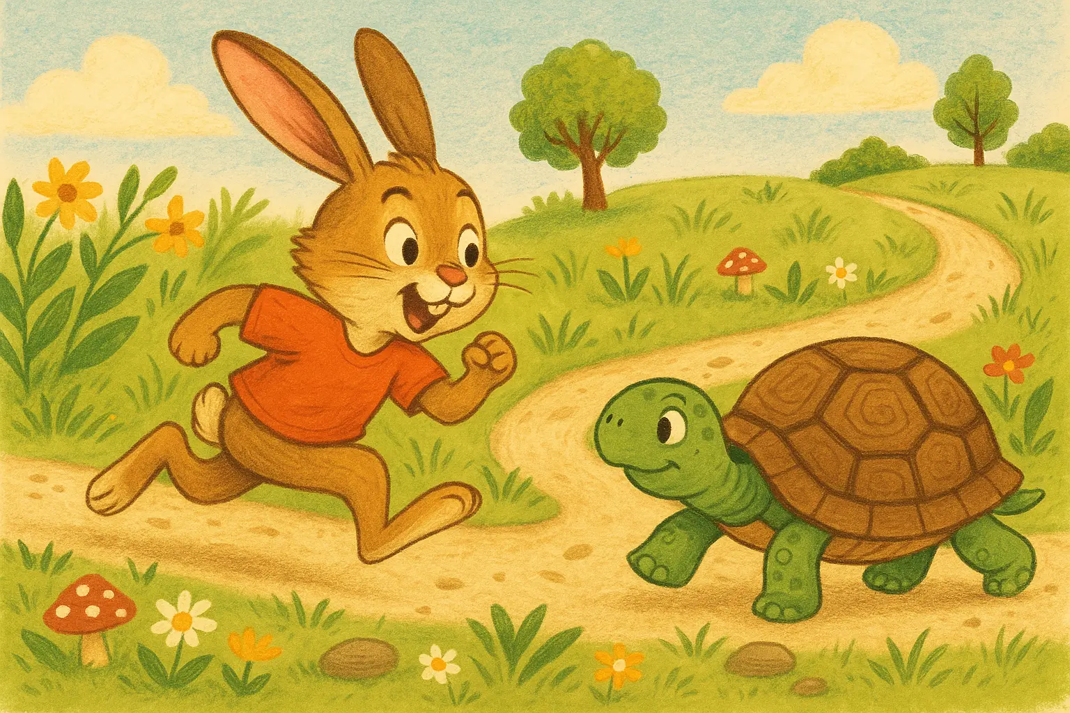 The Tortoise and the Hare Illustration
