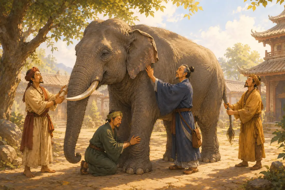 Illustration for the Chinese story “Touching the Elephant”