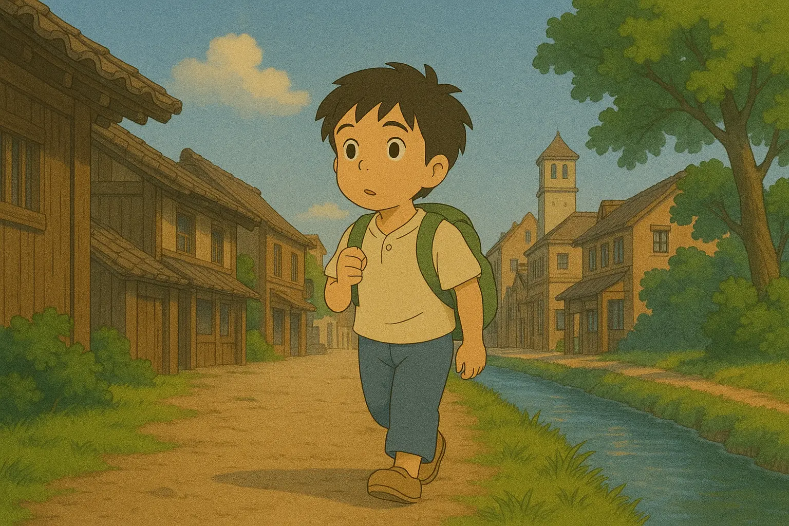 A Day’s Journey from Village to Suburbs Illustration