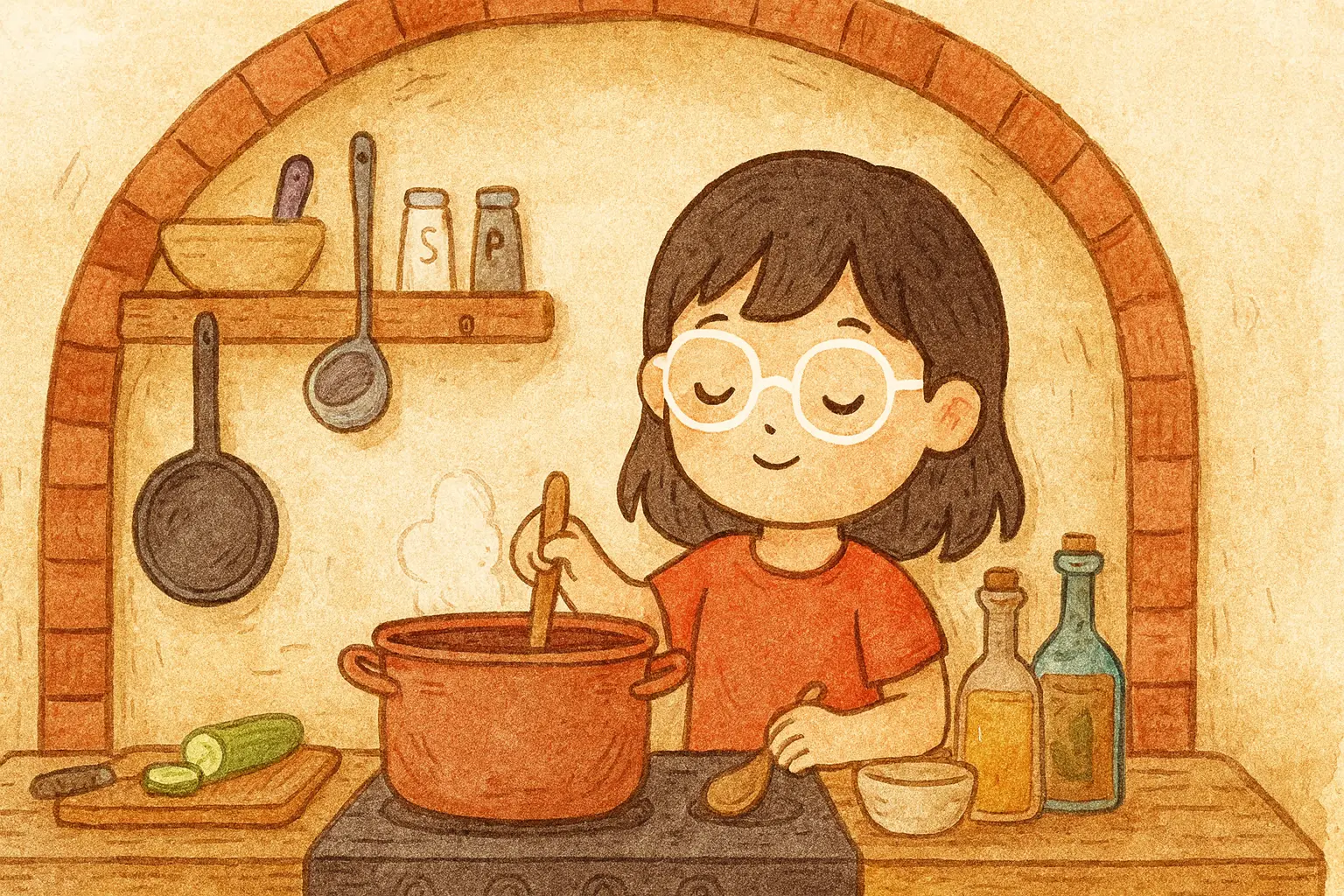 Making dinner Illustration