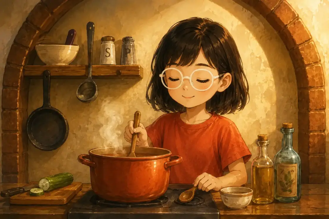 Illustration for the Chinese story “Making dinner”